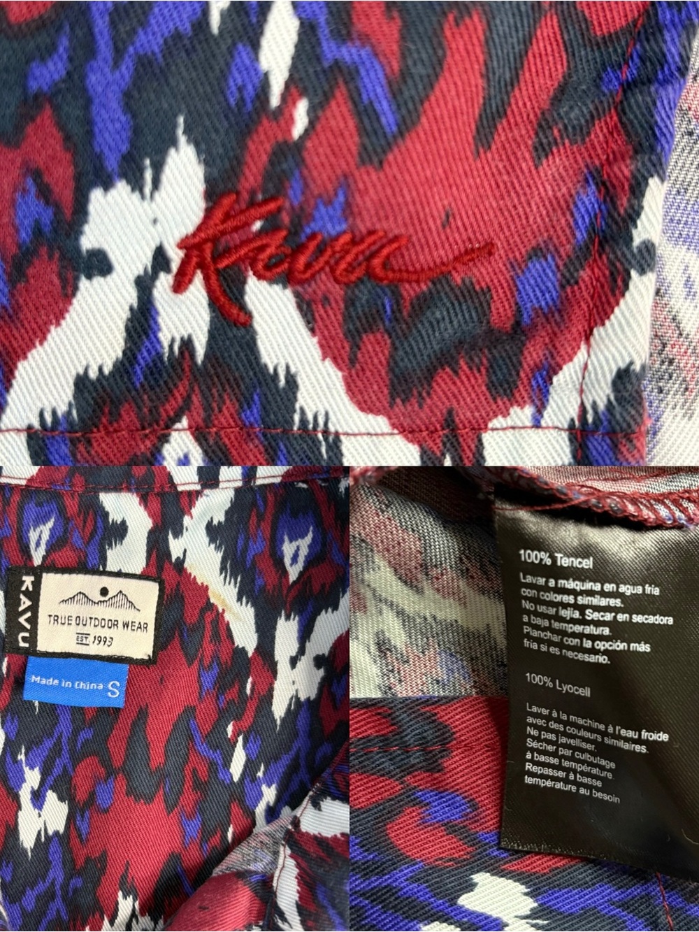 KAVU Zilla Dress Tencel Sleeveless Ikat Geometric Gorpcore Naturecore Size S - Picture 7 of 7